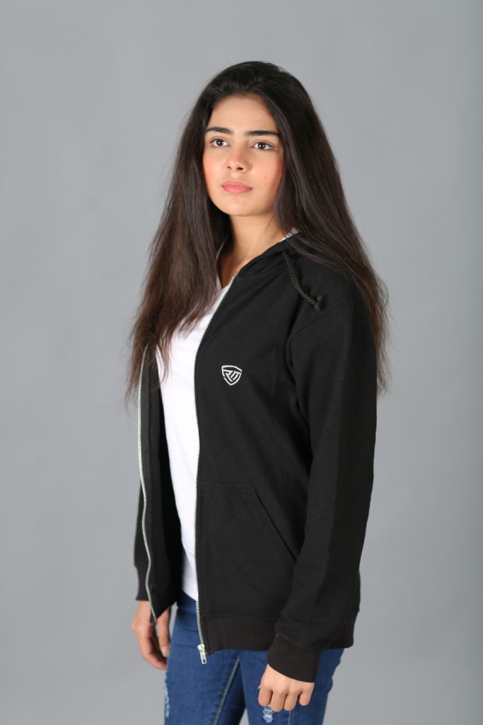 WOMEN'S BLACK SLIM FIT UPPER HOODIE Rosh.Myer